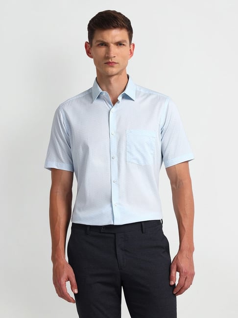 Arrow Blue Cotton Regular fit Geometric Shirt-picture-43