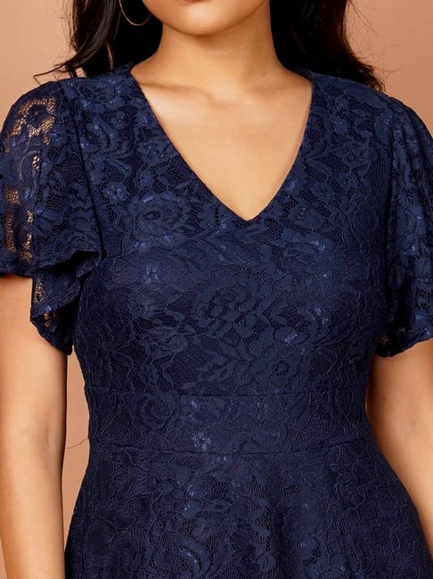 Zink London Navy Lace A Line Dress