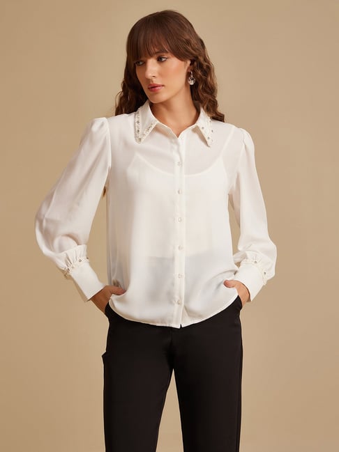Kazo White Embellished Shirt-picture-43