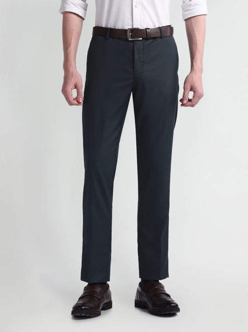 Arrow Navy Slim Fit Texture Trousers-picture-21