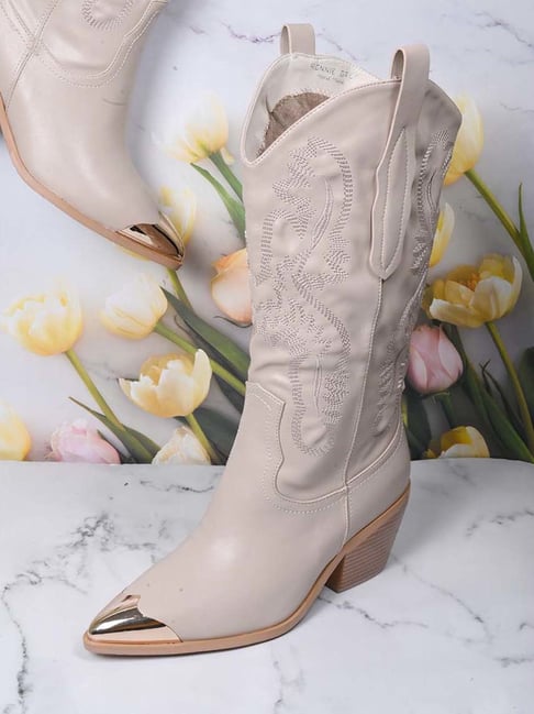 Ronnie Grey Women's Beige Cowboy Boots-picture-26