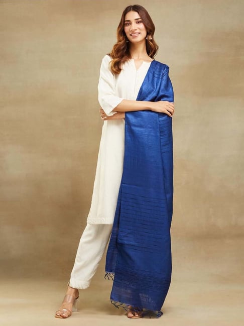 Fabindia Navy Woven Pattern Stole-picture-18