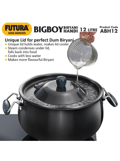 Buy Hawkins Black Aluminium Biryani Handi With Lid 12L at Best