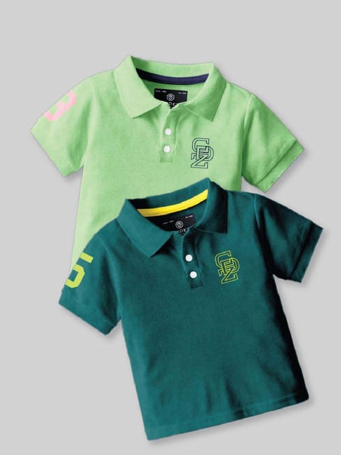 Codez Boys Green & Teal Solid Polo T-shirt-picture-10