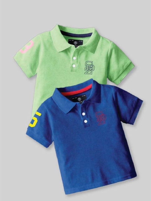 Codez Boys Green & Blue Solid Polo T-shirt-picture-15