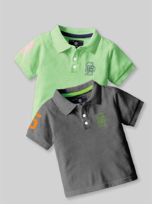 Codez Boys Green & Grey Solid Polo T-shirt-picture-13