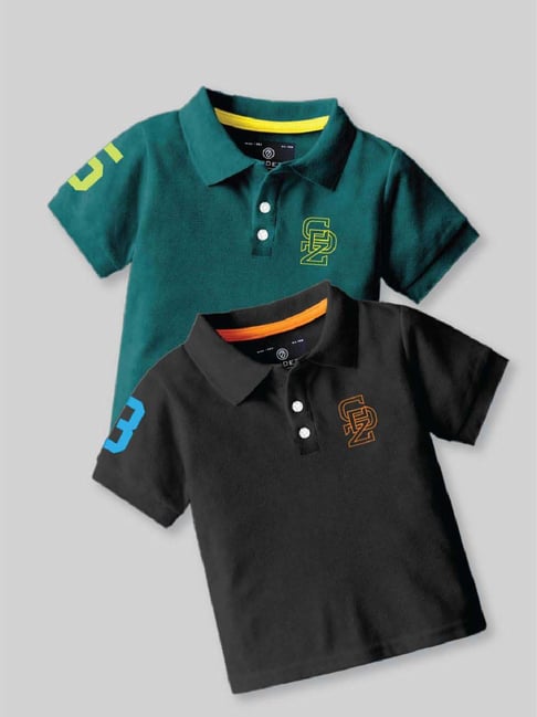 Codez Boys Green & Black Solid Polo T-shirt-picture-46