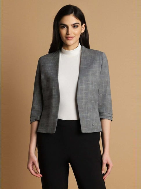 Allen Solly Grey Chequered Blazer