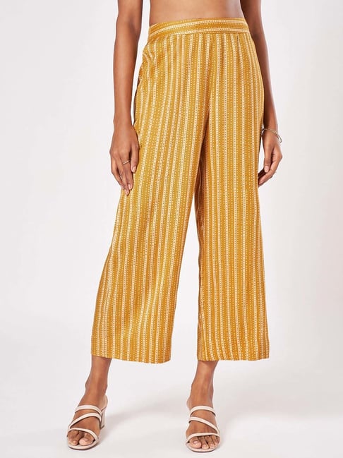 Marigold Lane Mustard Striped Flared Pants