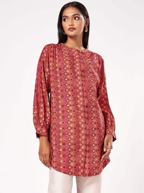 Marigold Lane Pink Printed A Line Short Kurti-picture-25