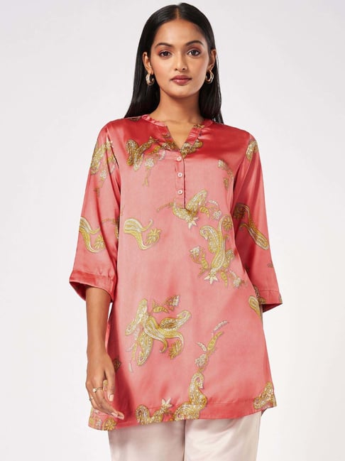 Marigold Lane Pink Printed A Line Short Kurti-picture-23