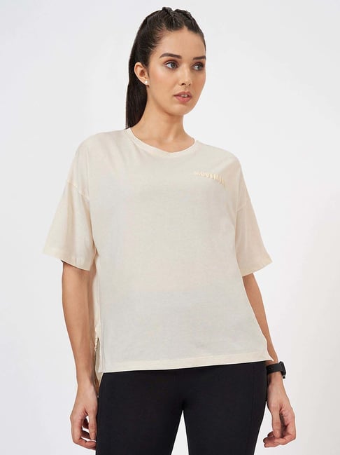 Ajile by Pantaloons Cream Cotton Printed T-Shirt-picture-192