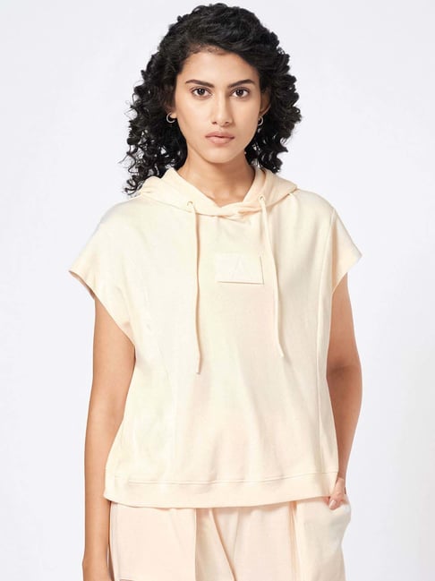 Ajile by Pantaloons Beige Cotton Plain T-Shirt-picture-15