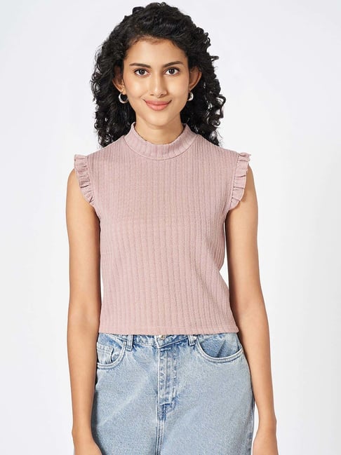 People by Pantaloons Khaki Self Pattern Top-picture-20