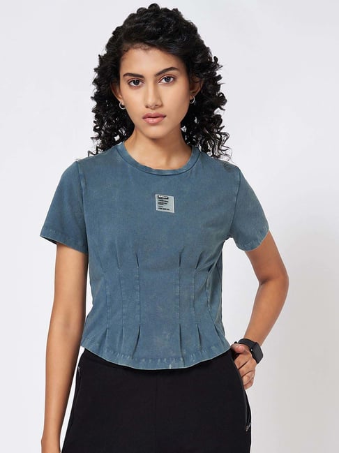 Ajile by Pantaloons Blue Plain T-Shirt-picture-10
