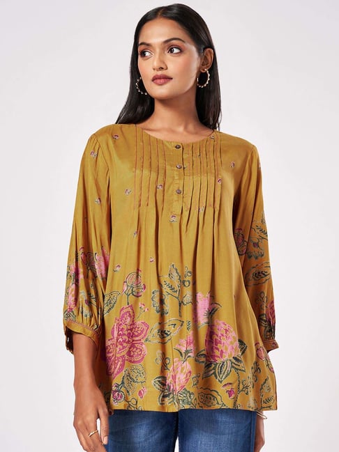 Marigold Lane Yellow Printed Tunic
