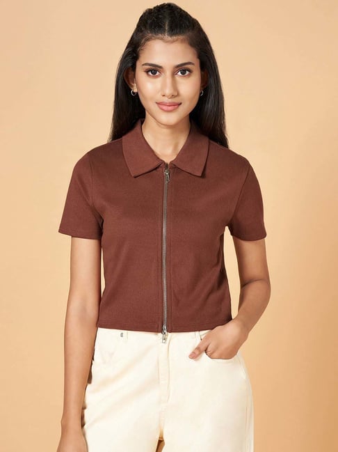 People by Pantaloons Brown Plain Top-picture-18