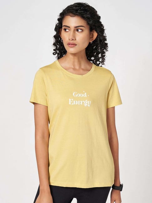 Ajile by Pantaloons Yellow Cotton Printed T-Shirt-picture-25
