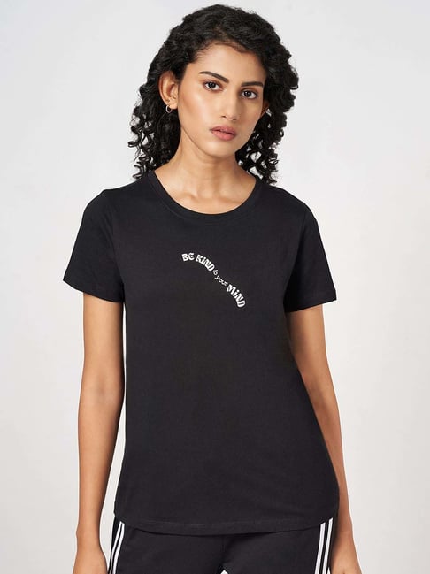 Ajile by Pantaloons Black Cotton Printed T-Shirt-picture-194