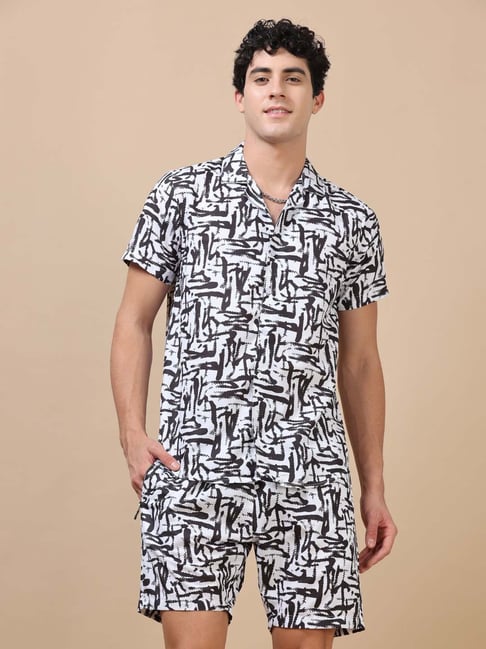 Bushirt Black Regular Fit Printed Co-Ord Set-picture-32