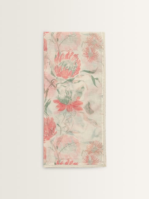 Zuba by Westside Off-White Floral Printed Cotton Stole