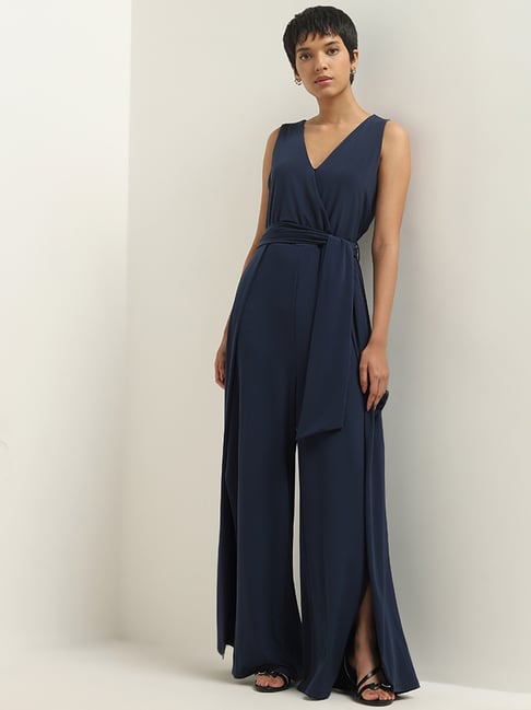 Wardrobe by Westside Navy Jumpsuit with Belt