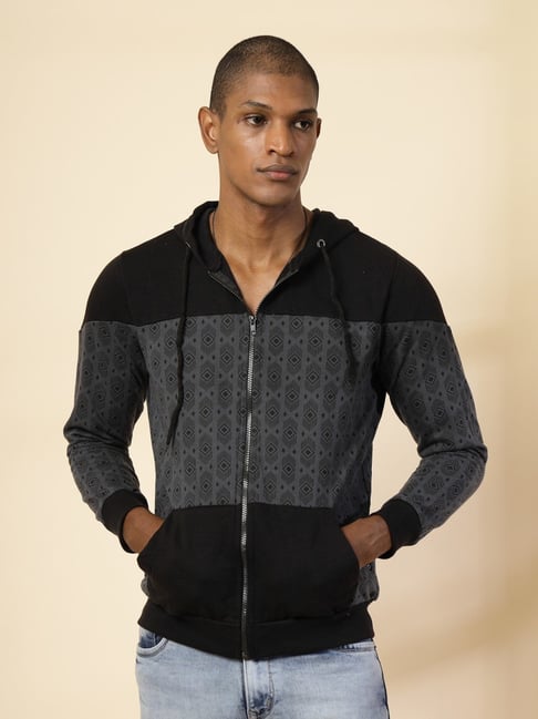 Rigo Dark Grey Cotton Regular Fit Printed Hooded Sweatshirt-picture-23