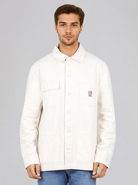 Wrangler Casey Jones White Relaxed Fit Solid Bomber Jackets-picture-43