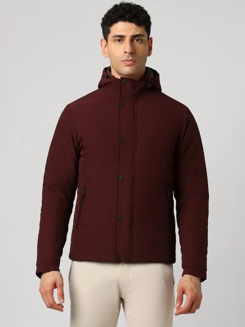 Van Heusen Maroon Cotton Regular Fit Hooded Jacket-picture-39