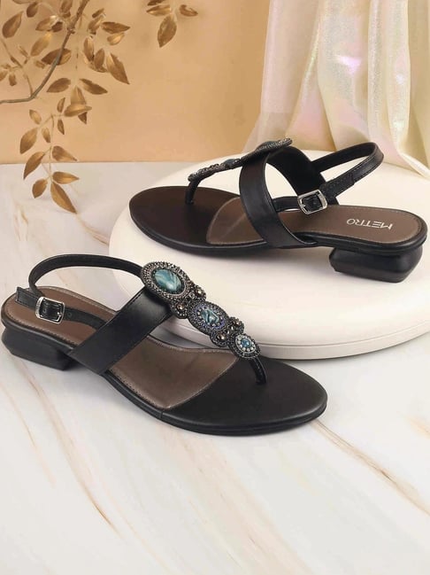 Leather Sandals Tata Sandali Dorati Metro Women's Black Back Strap