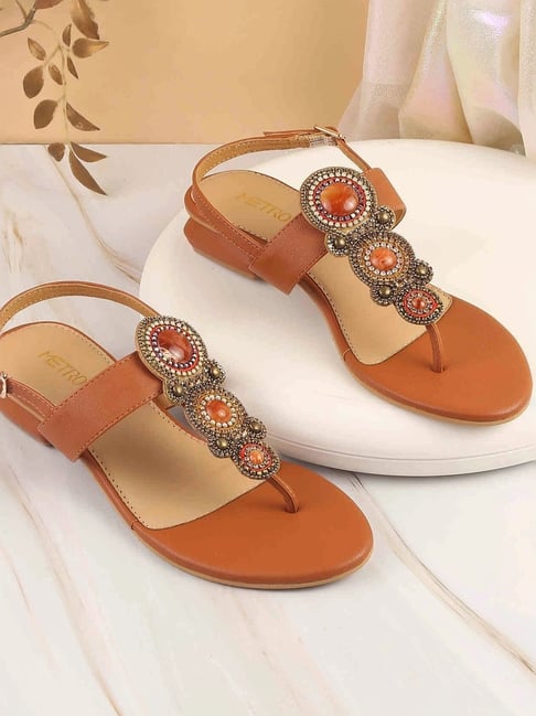 Metro Women's Tan Back Strap Sandals-picture-35