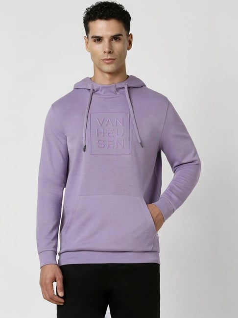 Van Heusen Purple Regular Fit Printed Hooded Sweatshirt-picture-24