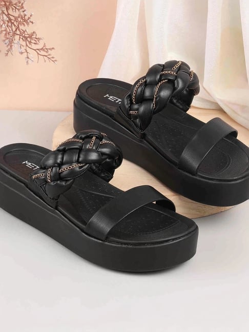 Metro Women s Black Casual Wedges