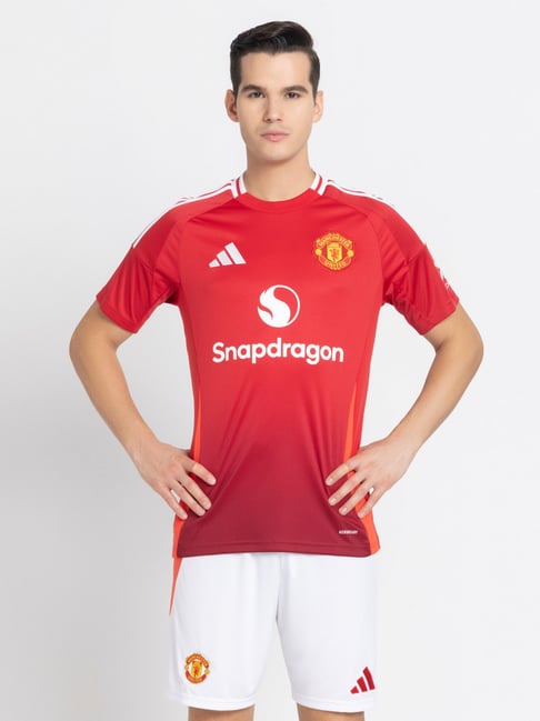 Adidas Red 100% Polyester Slim PrintedJerseys