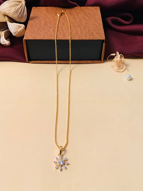 Abdesigns Gold Plated American Diamond Pendant & Chain-picture-14