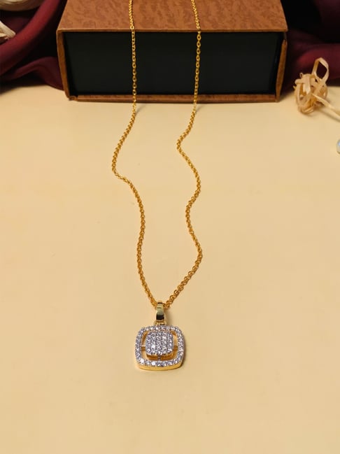 Abdesigns Gold Plated American Diamond Pendant & Chain-picture-16