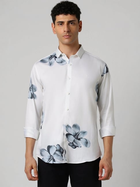 Buy Van Heusen White Cotton Slim Fit Printed Shirt for Mens Online @ Tata  CLiQ