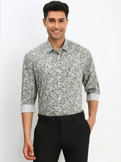 Allen Solly Green Cotton Slim Fit Printed Shirt-picture-19