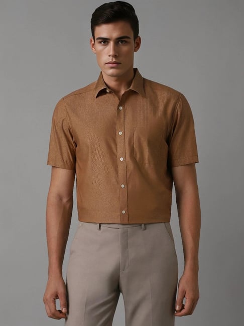 Louis Philippe Brown Cotton Regular Fit Printed Shirt-picture-29