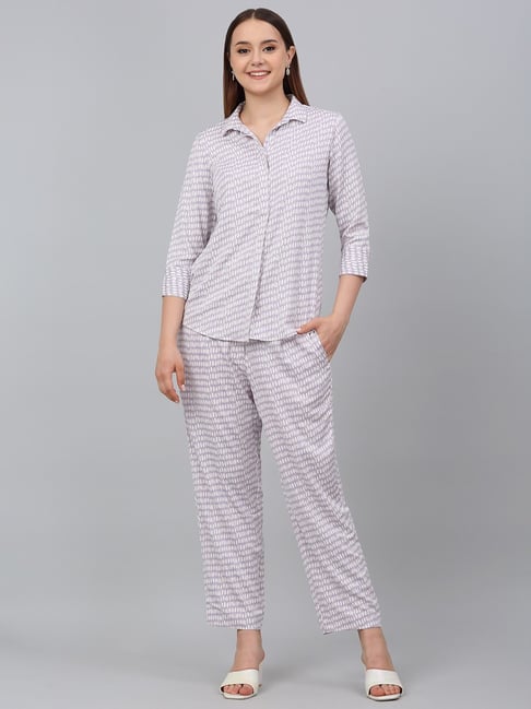 Cantabil Lilac Printed Shirt With Pants