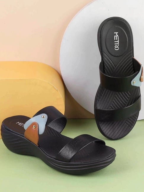 Metro Women's Black Casual Wedges-picture-40