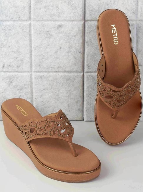 Metro Women's Tan Thong Wedges-picture-41