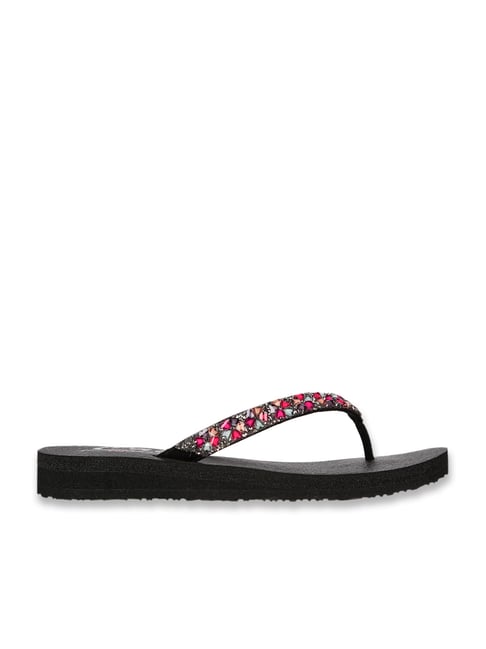 Skechers Women's MEDITATION Black Thong Sandals