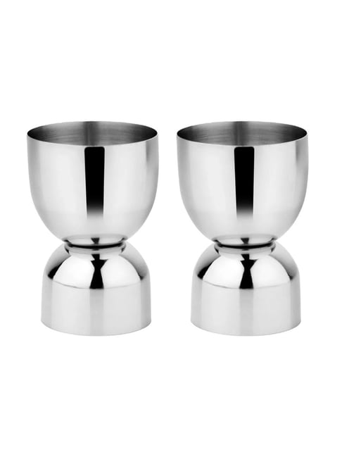 HAZEL Silver Stainless Steel Peg Measure Jigger - Set of 2