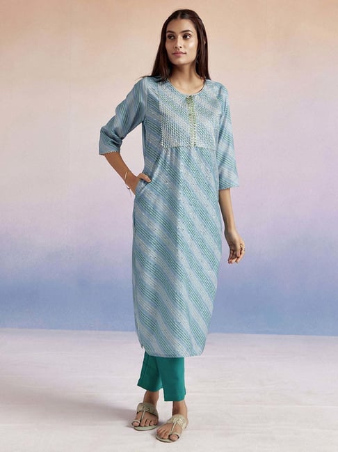 Jaipur Kurti Blue Printed Straight Kurta-picture-20