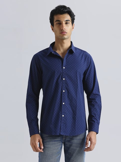 Pepe Jeans Blue Cotton Regular Fit Printed Shirt-picture-44
