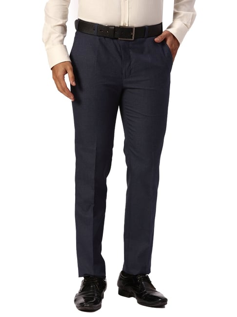 Park Avenue Navy Slim Fit Trousers-picture-20