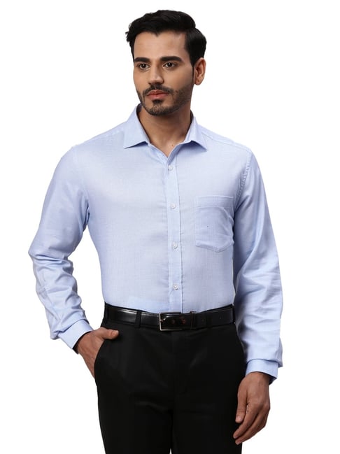 Park Avenue Blue Cotton Regular Fit Printed Shirt-picture-13