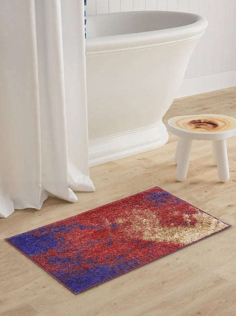 Bianca Spa Plum/Multi Micro-Polly Abstract Bathmat