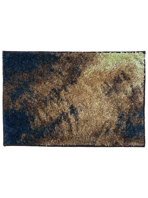 Bianca Spa Khaki/Brown Micro-Polly Geometric Bathmat